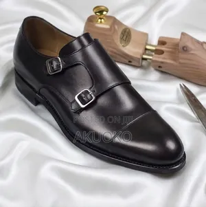 Men's Double Black Monk Strap Shoe