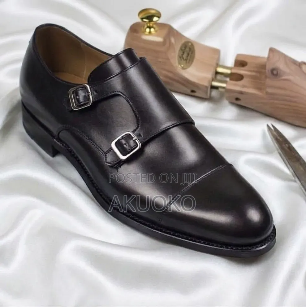 Men's Double Black Monk Strap Shoe