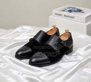 Men's Double Black Monk Strap Shoe