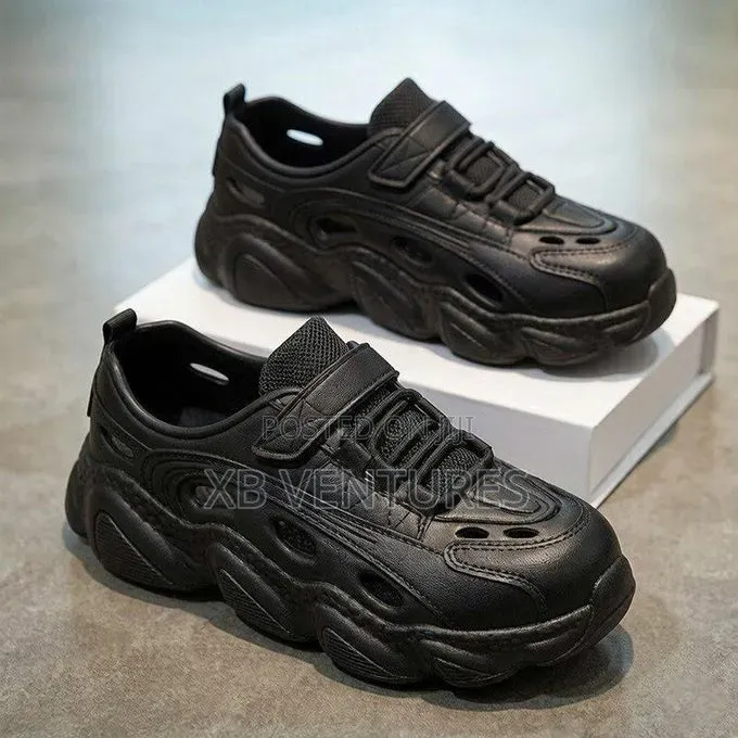 Casual Lightweight Breathable Slip-on Crocs Style Shoes- Black