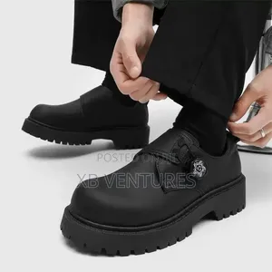 Stylish Black Twist Lace Shoes Thick Sole Street Chunky Footwear