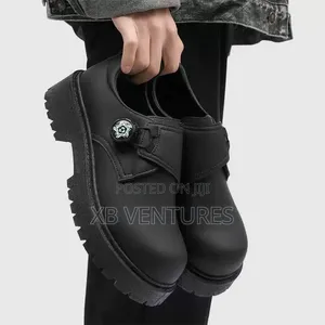Stylish Black Twist Lace Shoes Thick Sole Street Chunky Footwear