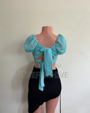 Turquoise Backless Crop Top