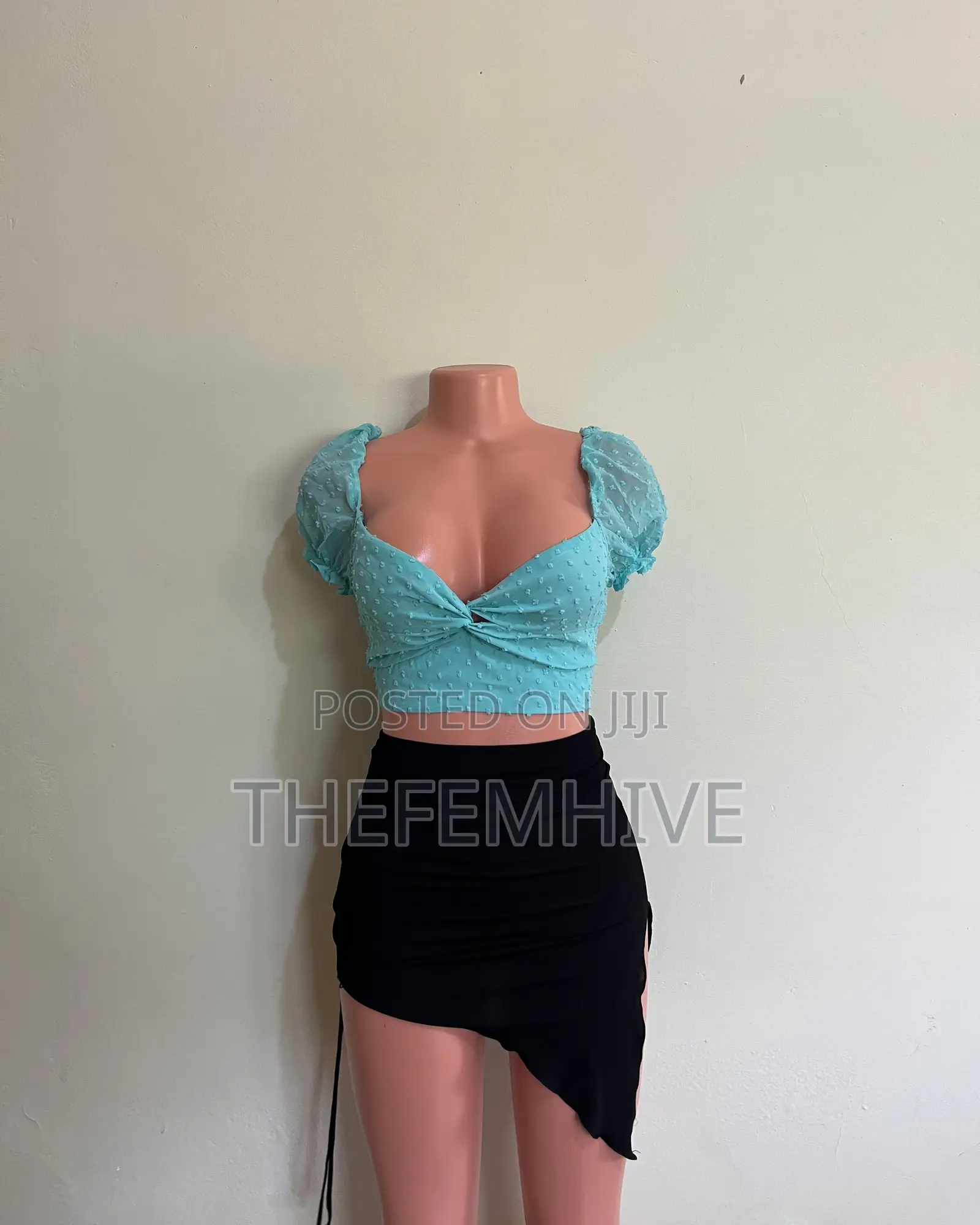 Turquoise Backless Crop Top