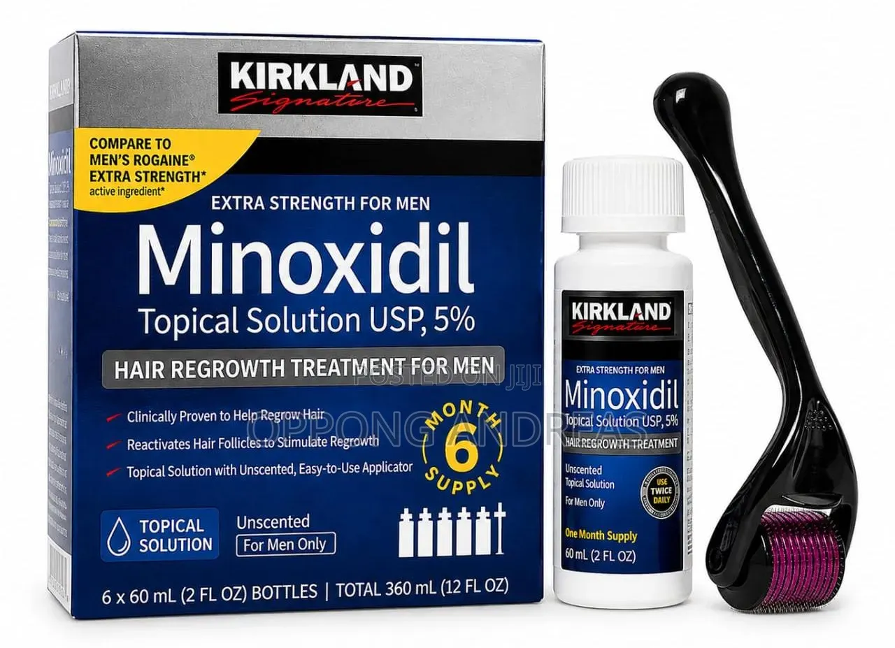 6 in 1 Kirkland Minoxidil Box + Free Derma Roller Gift