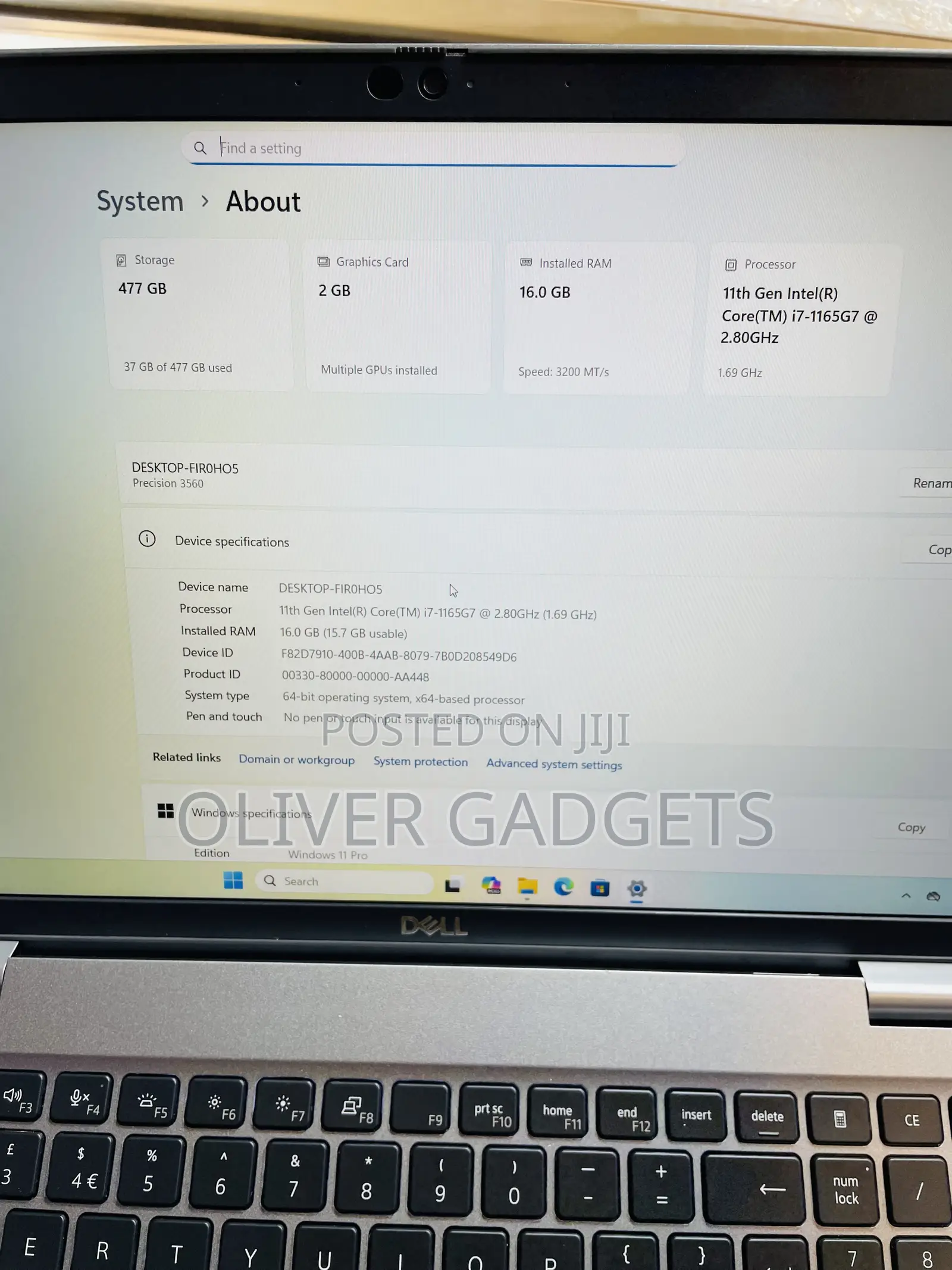 Laptop Dell Precision 3560 16GB Intel Core i7 SSD 512GB
