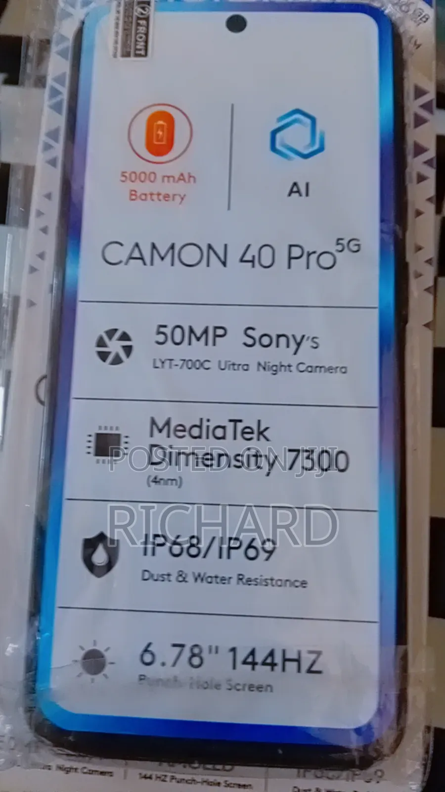 New Tecno Camon 40 256 GB Gray