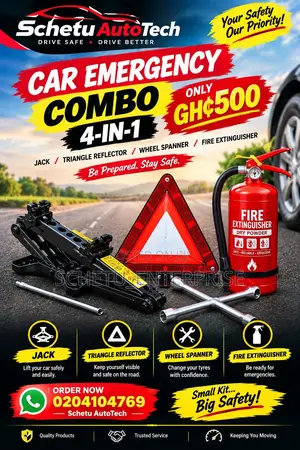 Jack, Fire Extinguisher, Triangle , Wheel Spanner 4 in 1 All for 500gh