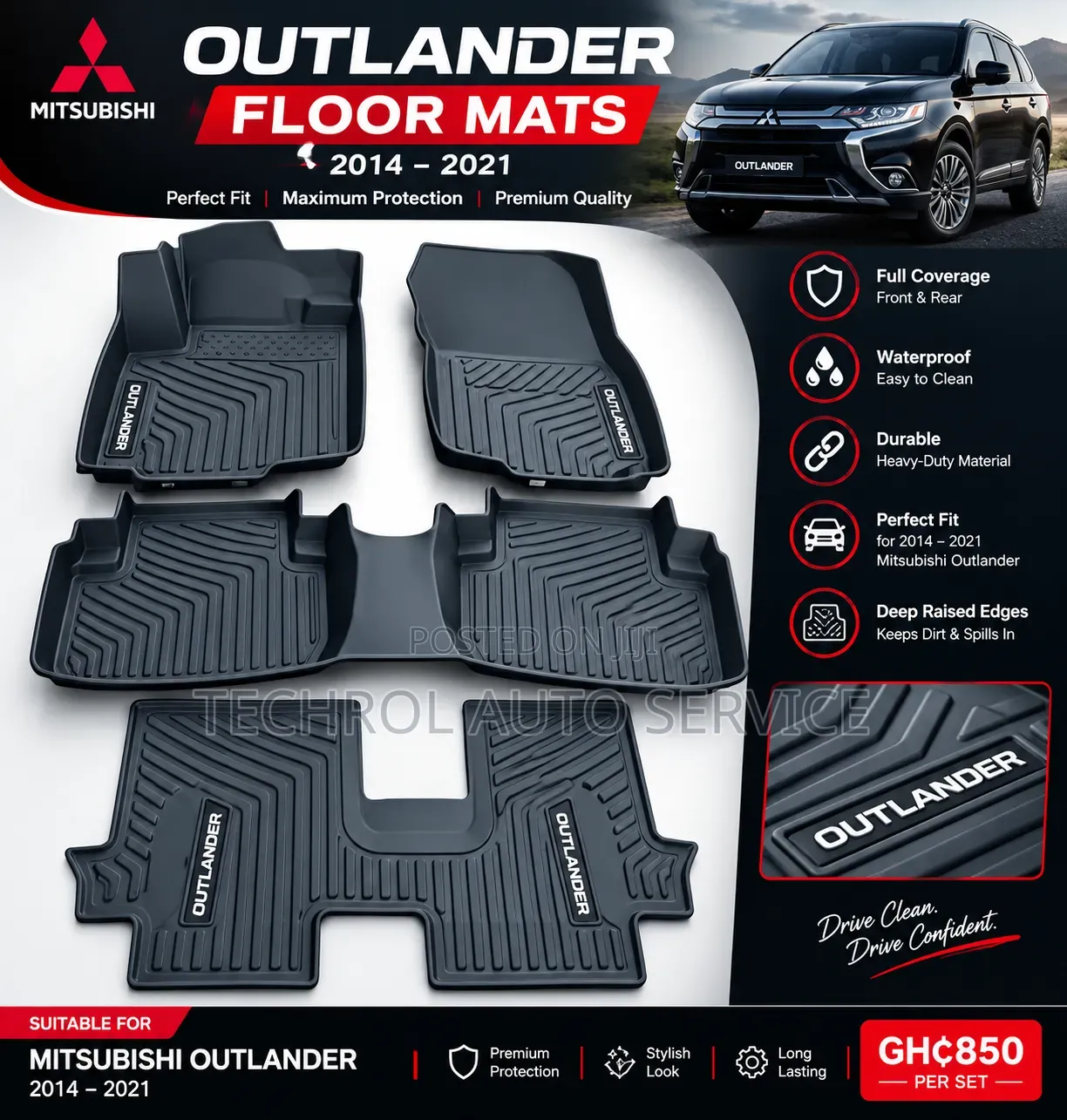 Mitsubishi Outlander 2014 - 2021 Premium Floor Mats