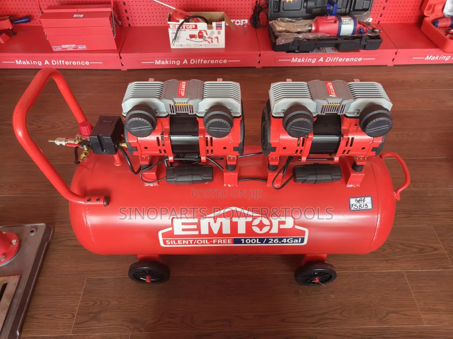 EMTOP 100L Silent Oil-Free Air Compressor 3.2HP 8Bar 220V