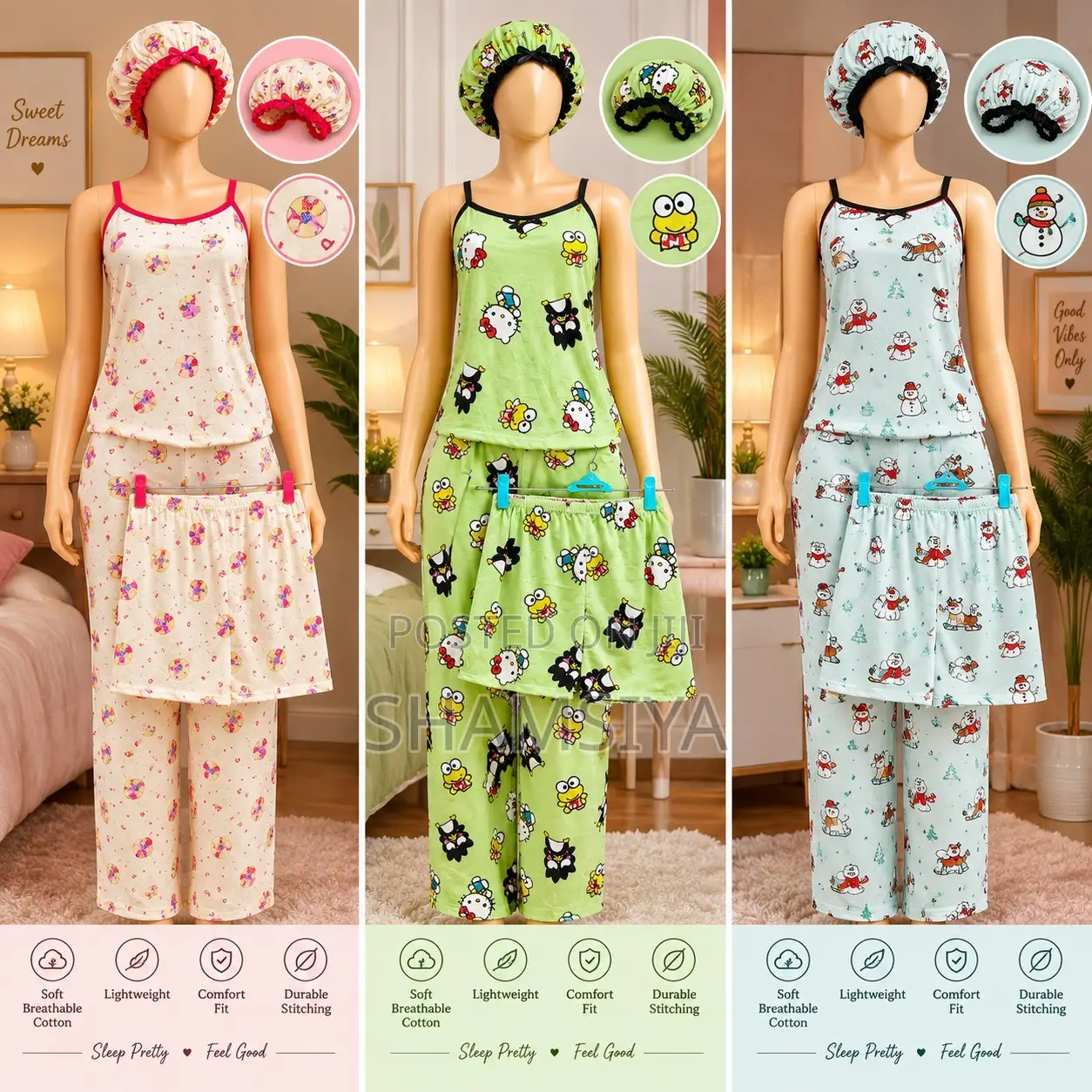 Ladies 4-in-1 Cotton Nightwears