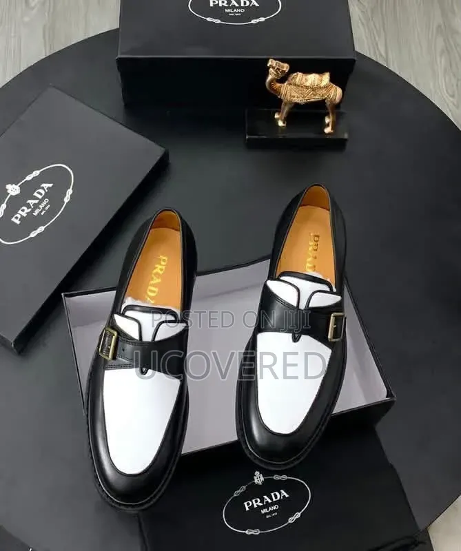 Prada Men's Two-Tone Monk Strap Leather Loafers