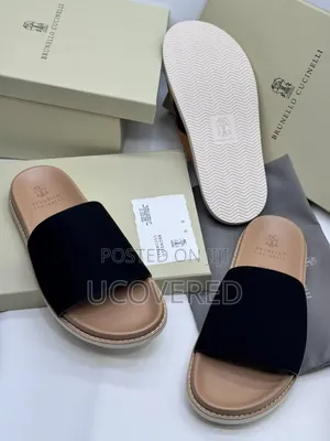 Brunello Cucinelli Men's Suede Slide Sandals