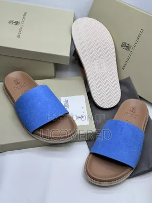 Brunello Cucinelli Men's Suede Slide Sandals