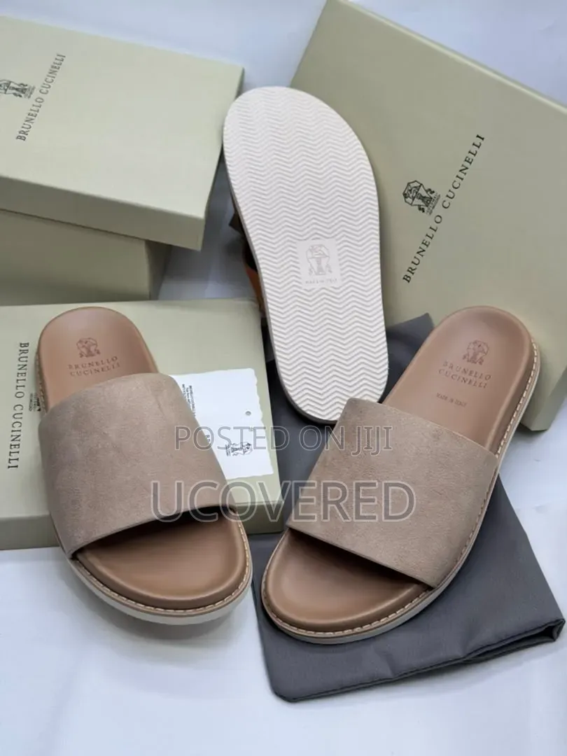 Brunello Cucinelli Men's Suede Slide Sandals