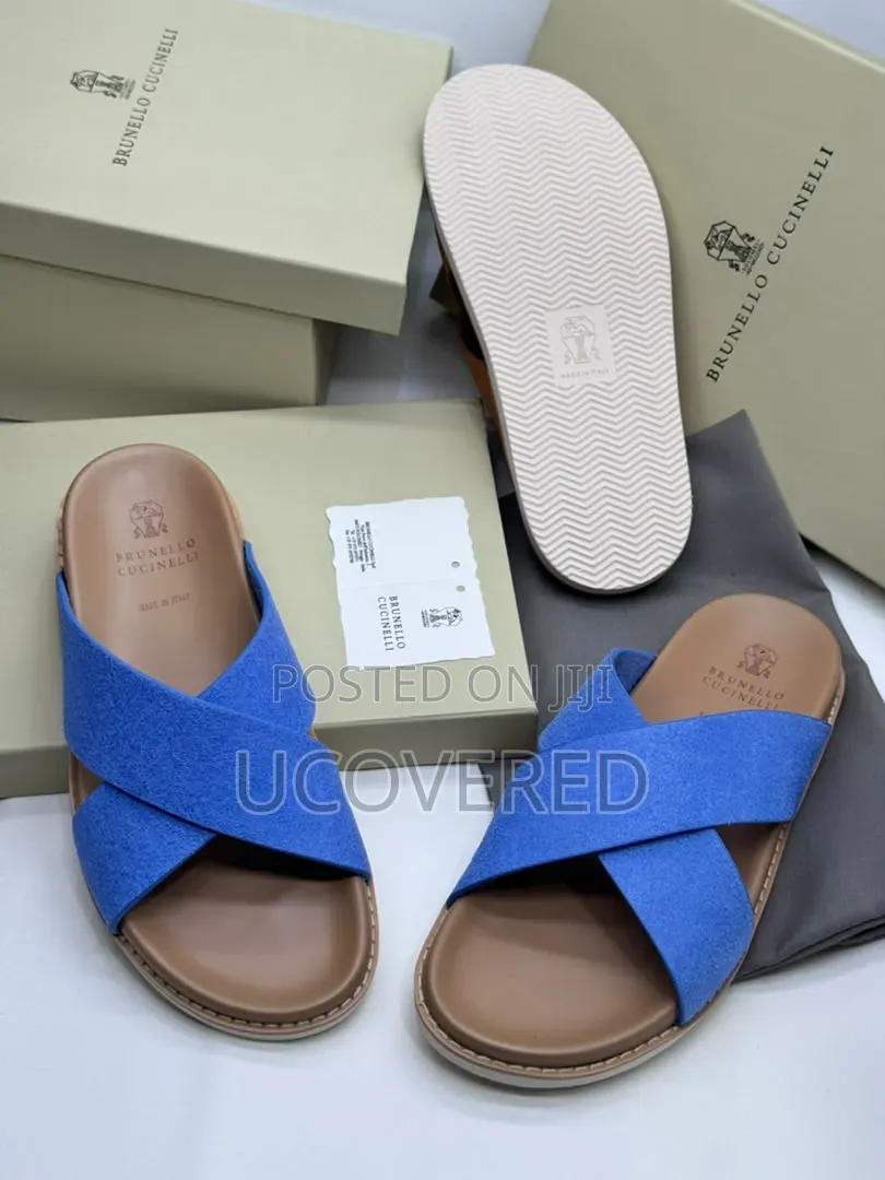 Brunello Cucinelli Men's Suede Slide Sandals