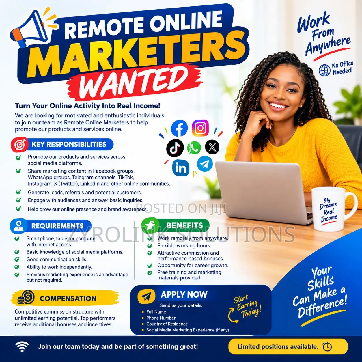 Remote Online Marketers Wanted