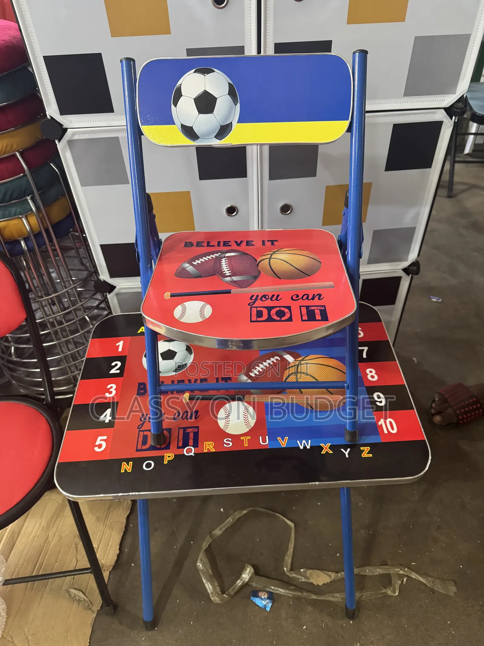 Foldable Kids Table and Chair- Multticolr