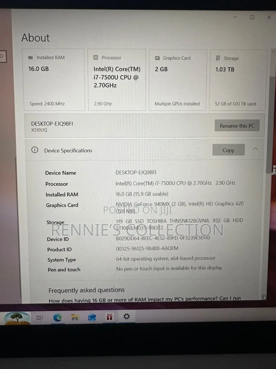 Laptop Asus Vivobook S 15 16GB Intel Core i7 HDD+SSD 1T