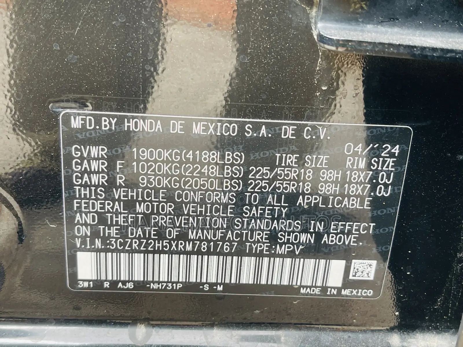 Honda HR-V 2024 Black