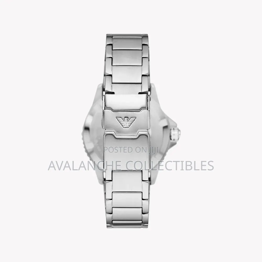 Emporio Armani Silver Tone Pepsi Bezel Watch 41mm Case Size.
