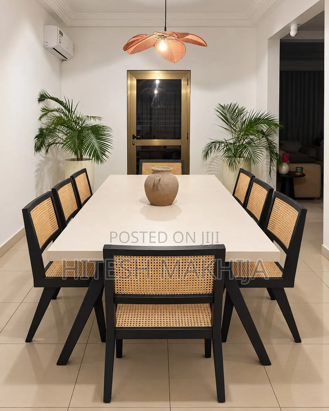 Premium 8-Seater Dekton Dining Table + Chandigarh Cane Chairs