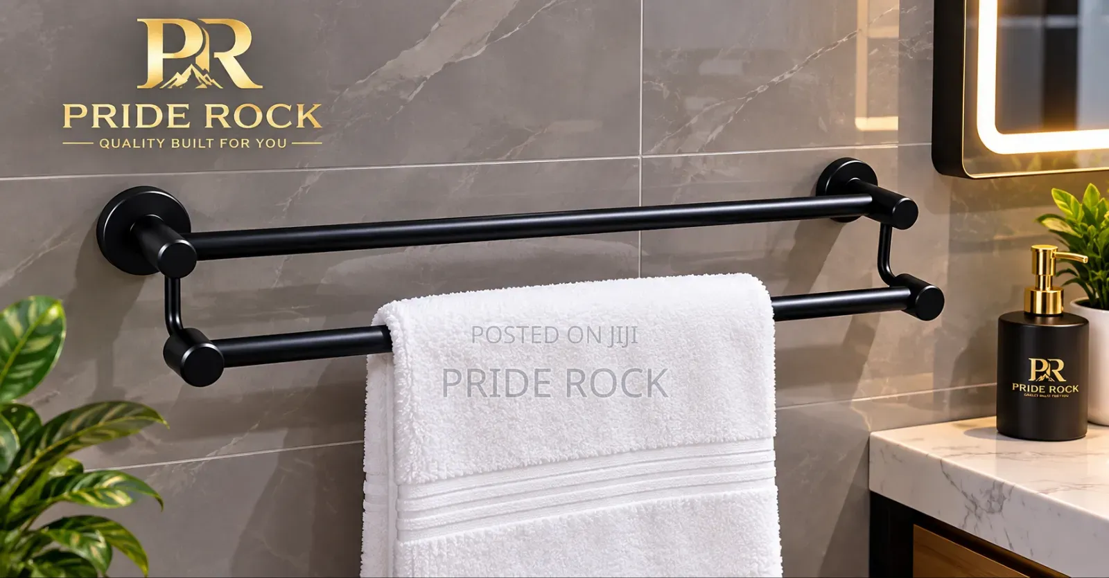 Double Towel Bar, Black Towel Rack