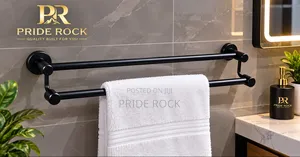Double Towel Bar, Black Towel Rack