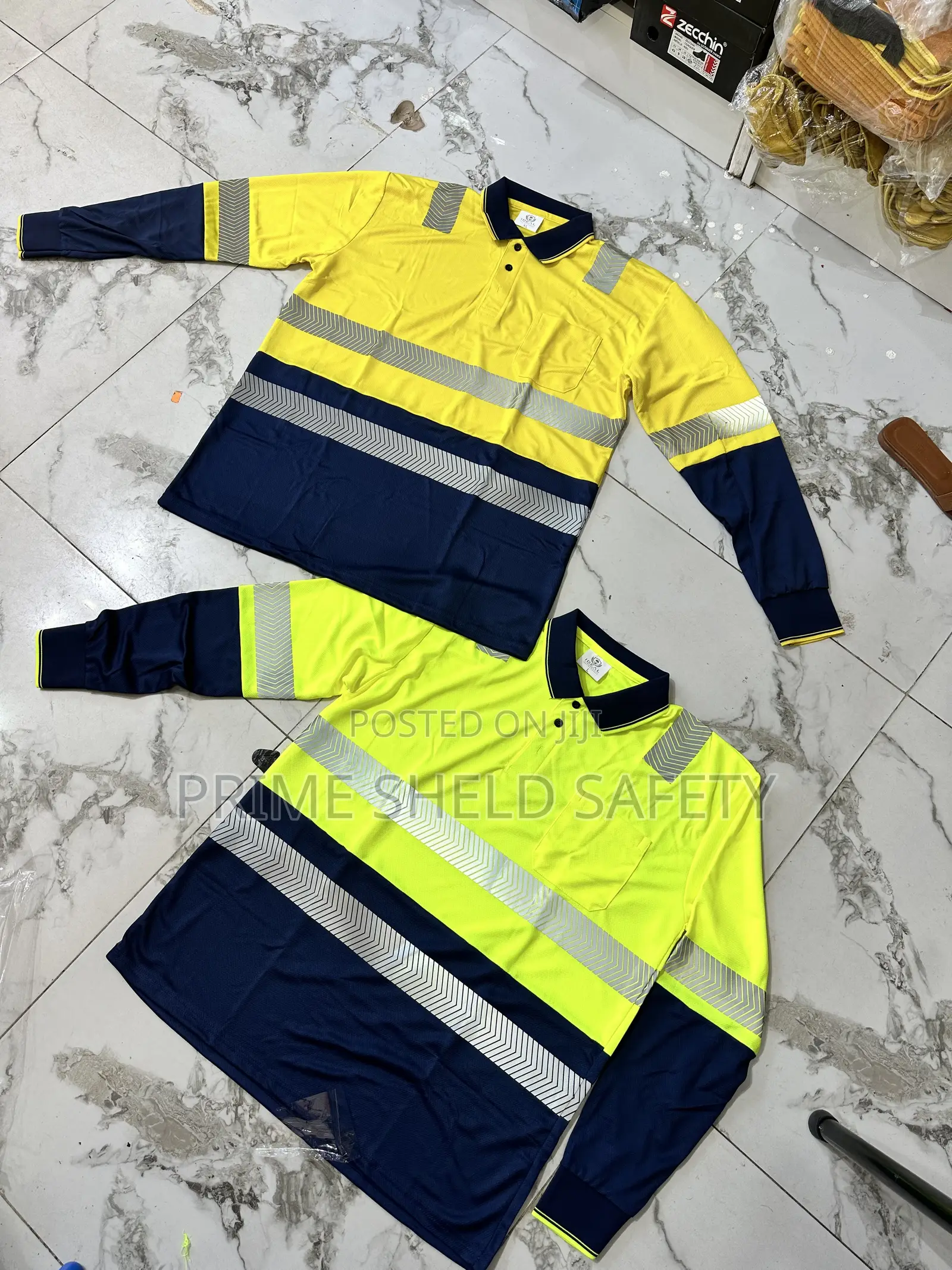 High Visibility Reflective Long-Sleeve Polo Work Shirt