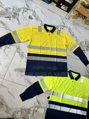 High Visibility Reflective Long-Sleeve Polo Work Shirt