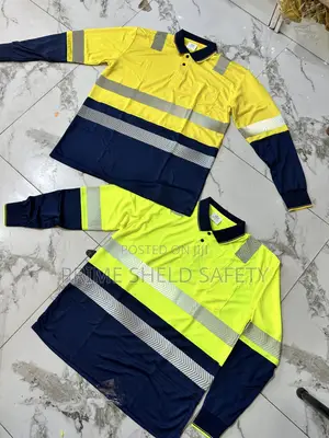 High Visibility Reflective Long-Sleeve Polo Work Shirt