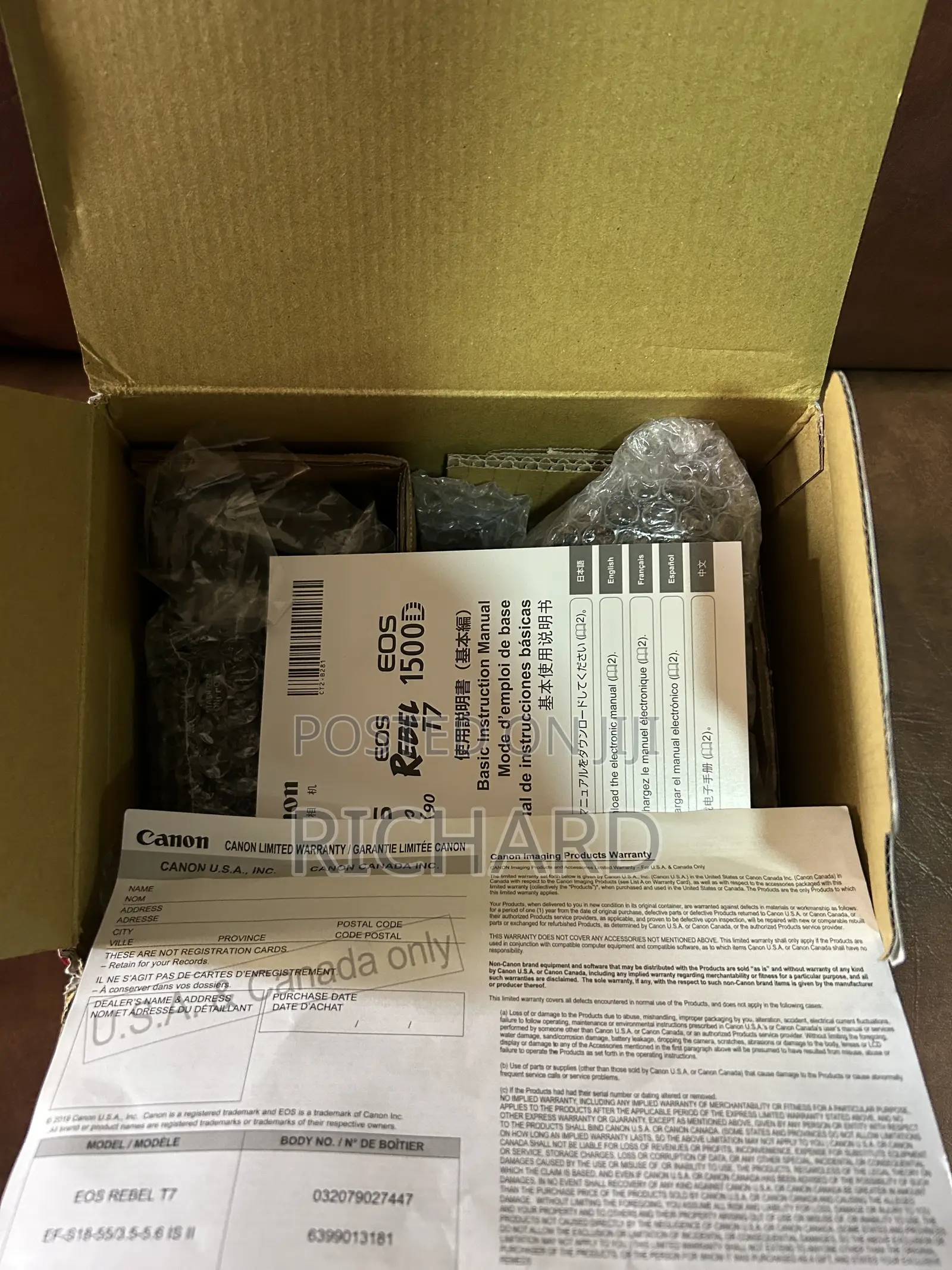 Canon Eos Rebel T7 DSLR Camera Ef-S