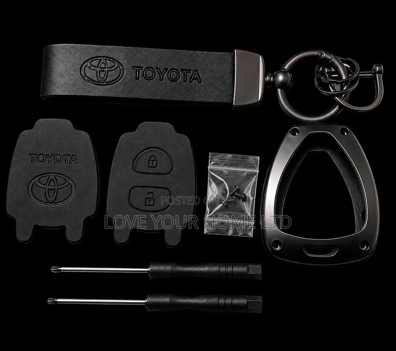 Toyota 2-Button Smart Car Key Case Kit With Metal Frame