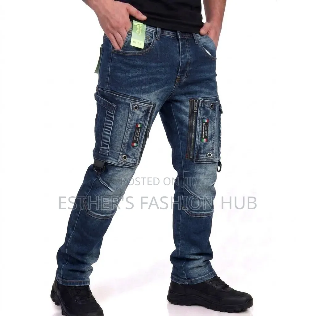 Quality Mens Cargo Jeans (Blue and Army Green)