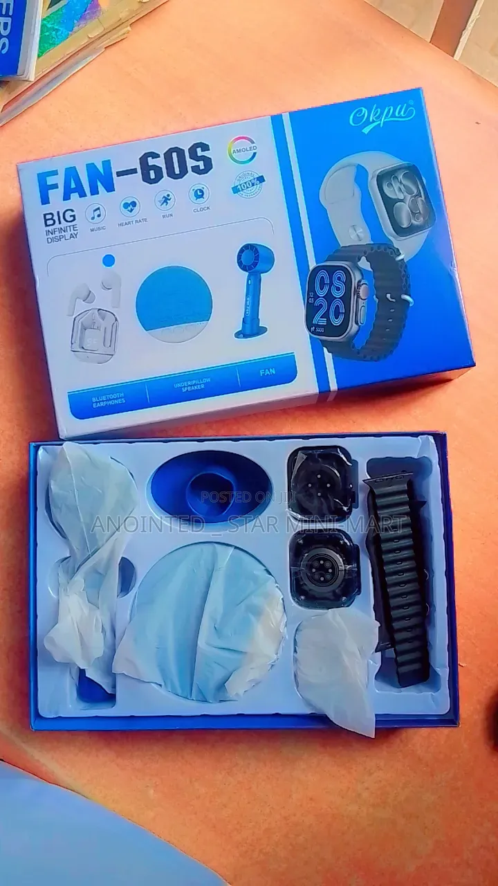 5 in 1 Package (2 Smart Watches +Airpod+ Handheld Fan +Pillow Speaker)