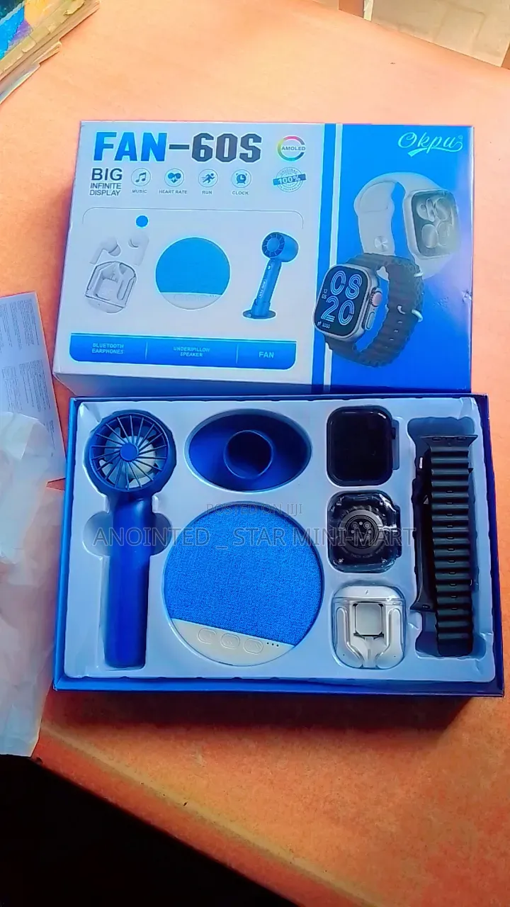 5 in 1 Package (2 Smart Watches +Airpod+ Handheld Fan +Pillow Speaker)