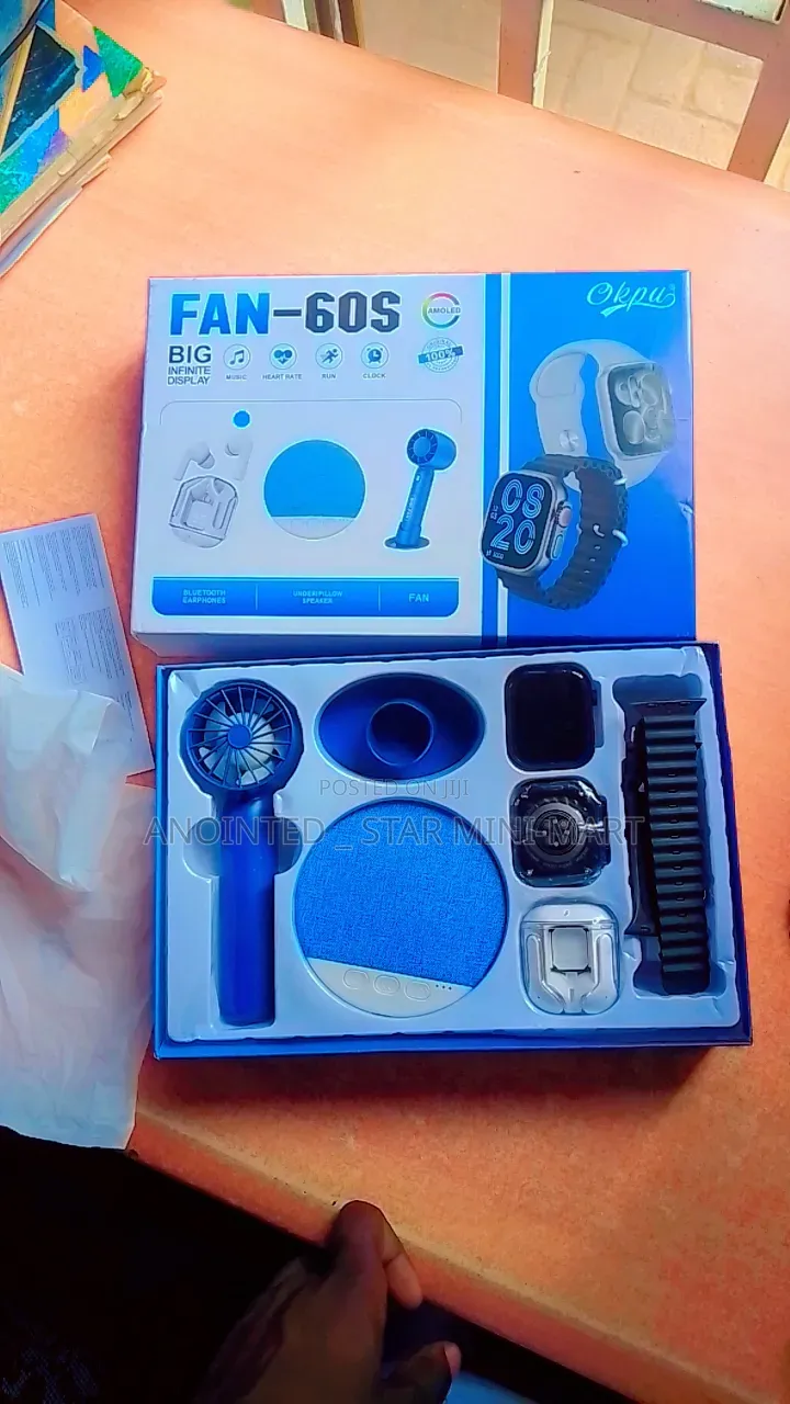 5 in 1 Package (2 Smart Watches +Airpod+ Handheld Fan +Pillow Speaker)