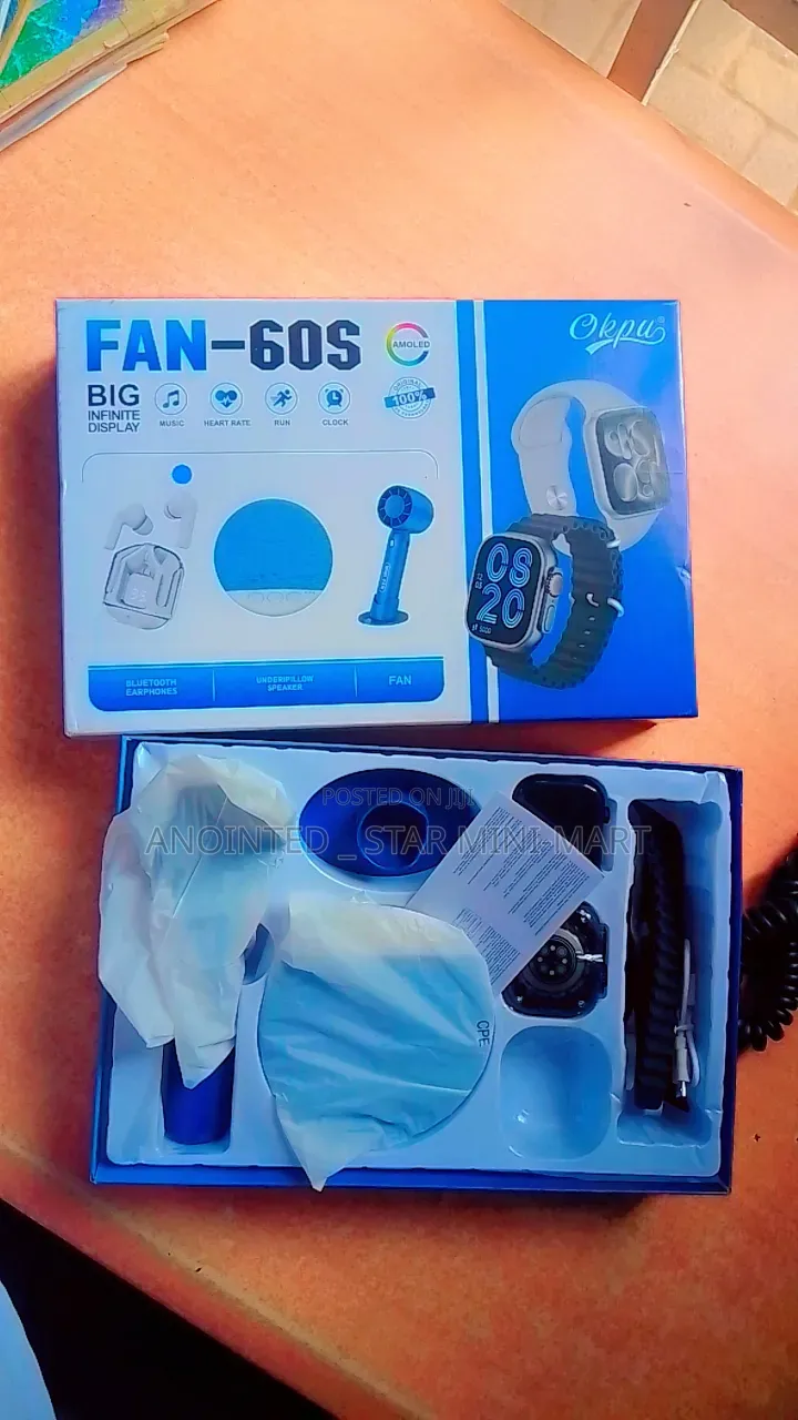 5 in 1 Package (2 Smart Watches +Airpod+ Handheld Fan +Pillow Speaker)