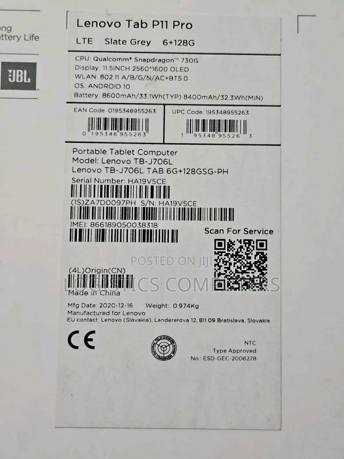 New Lenovo Tab P11 Pro Gen 2 256 GB Black