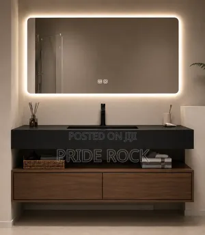 Cabinet Basin Marble, 120cm Black and Chocolate Brown