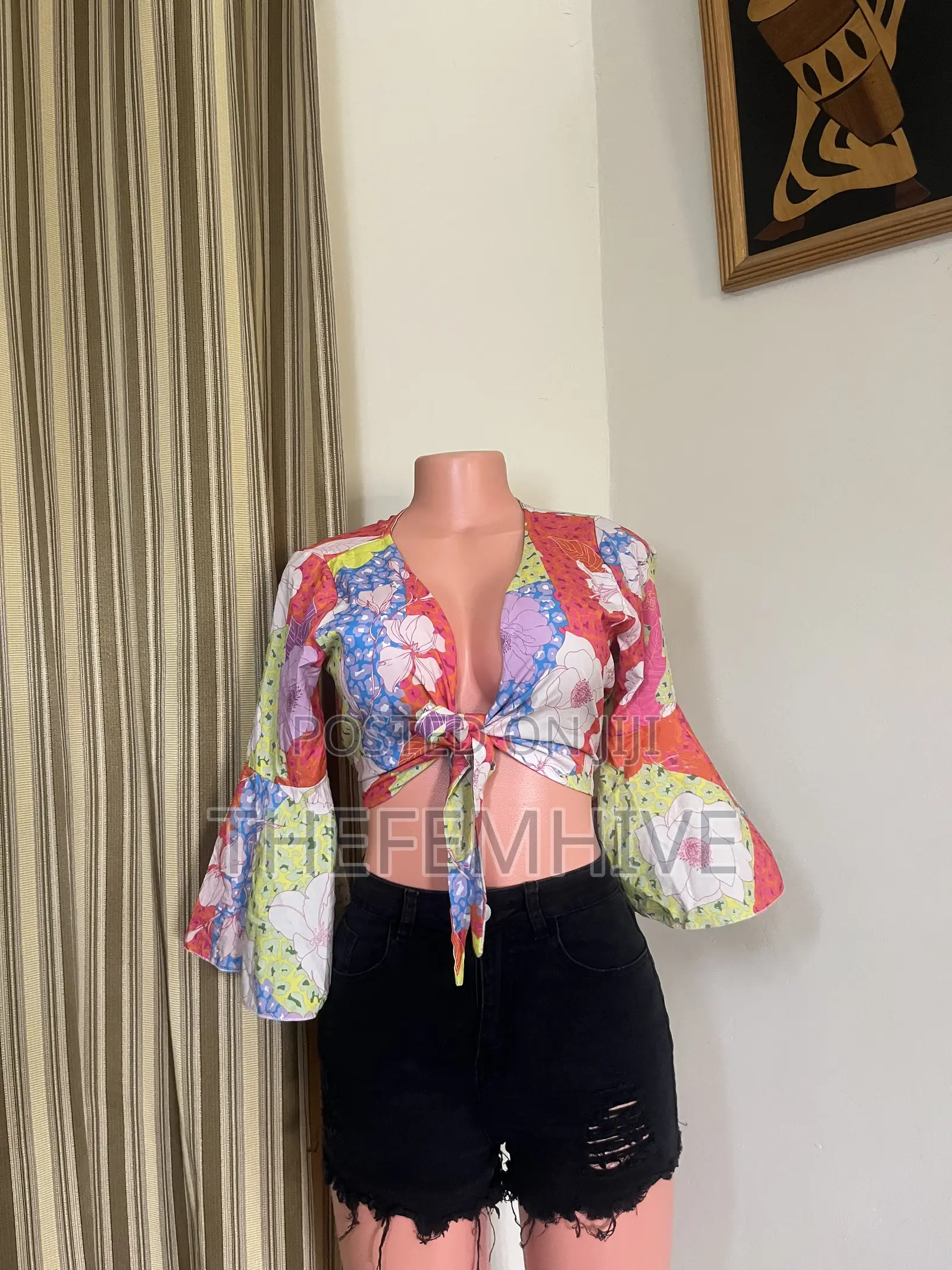Floral Printed Tie Front Crop Top Thrift