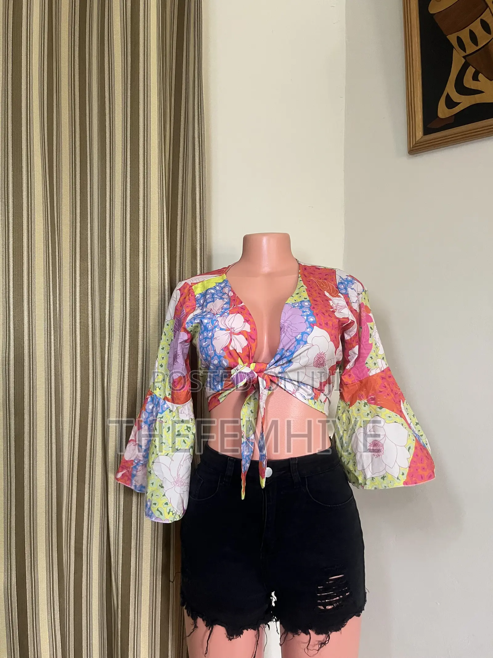 Floral Printed Tie Front Crop Top Thrift