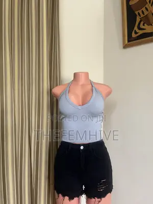 Blue Bareback Crop Top