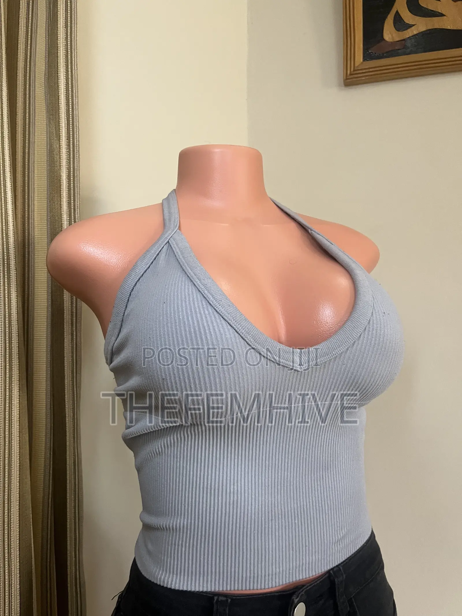 Blue Bareback Crop Top
