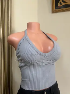 Blue Bareback Crop Top