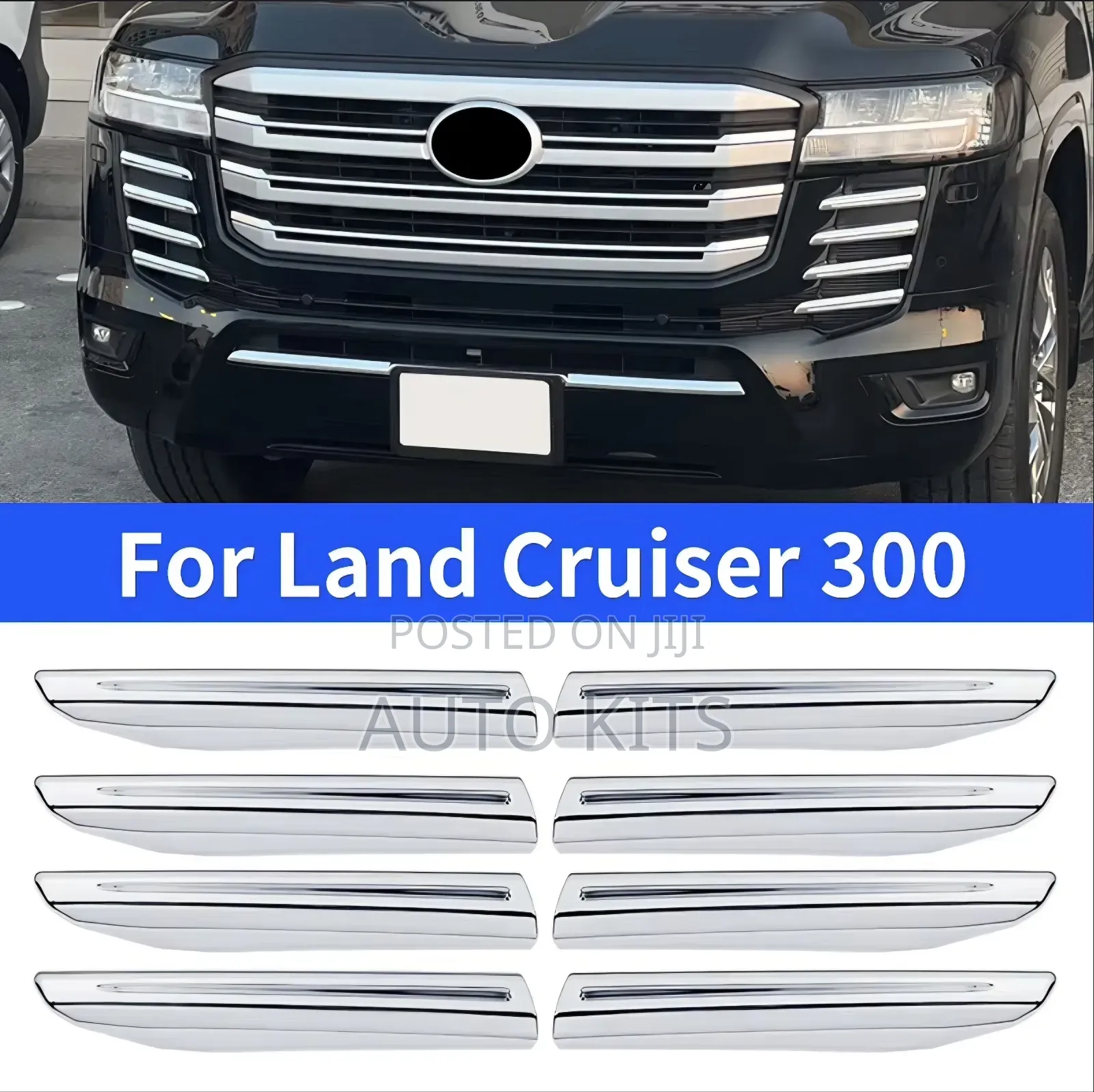 Toyota Landcruiser 300 Chrome Strips for Front Bumper Side Grills
