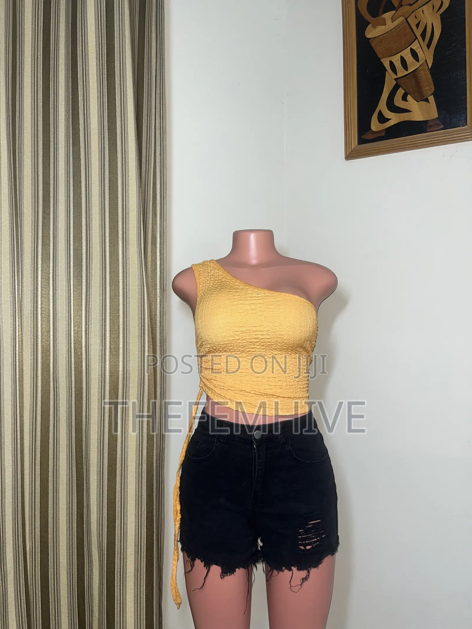 Yellow One Hand Crop Top
