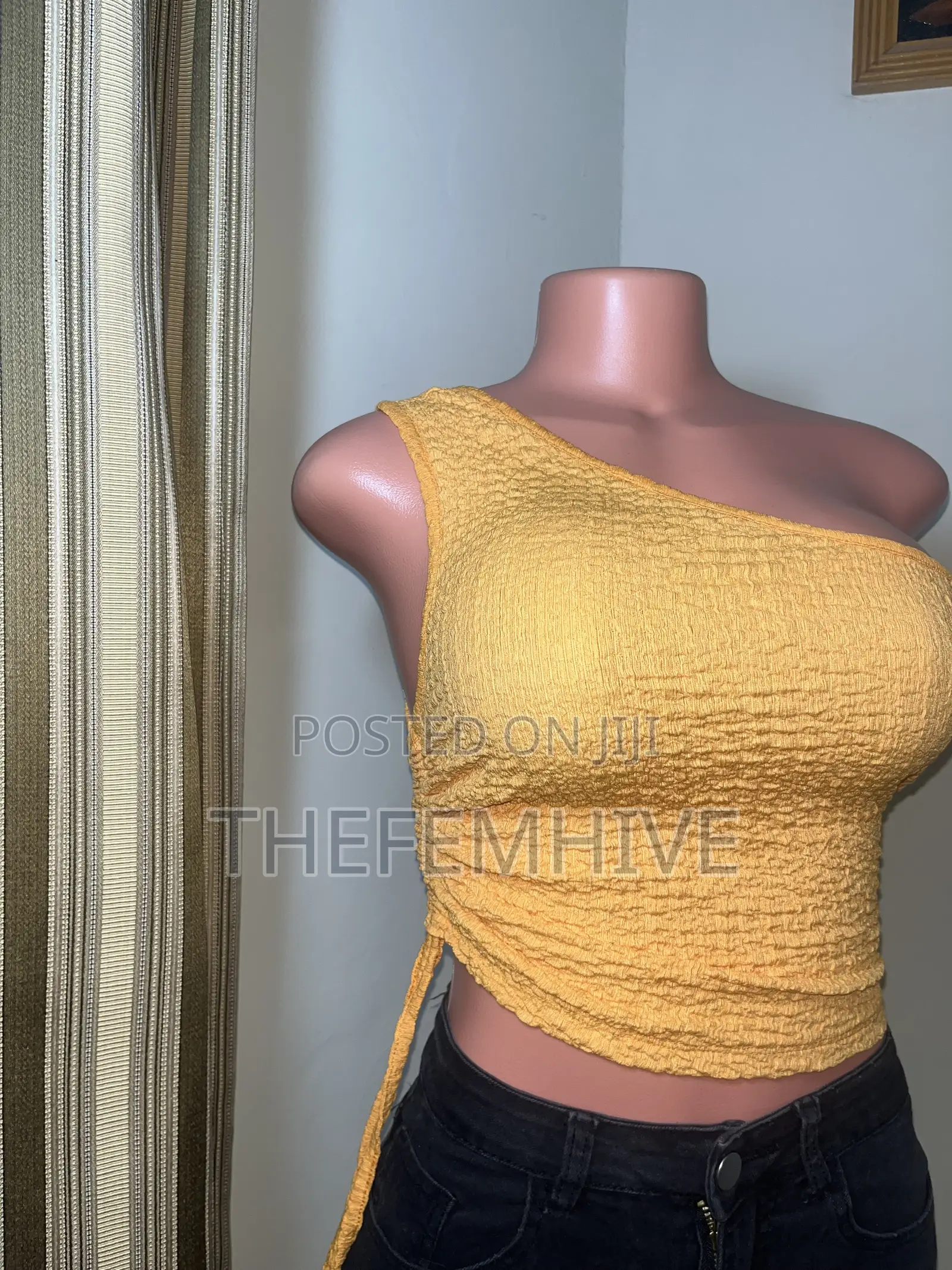 Yellow One Hand Crop Top
