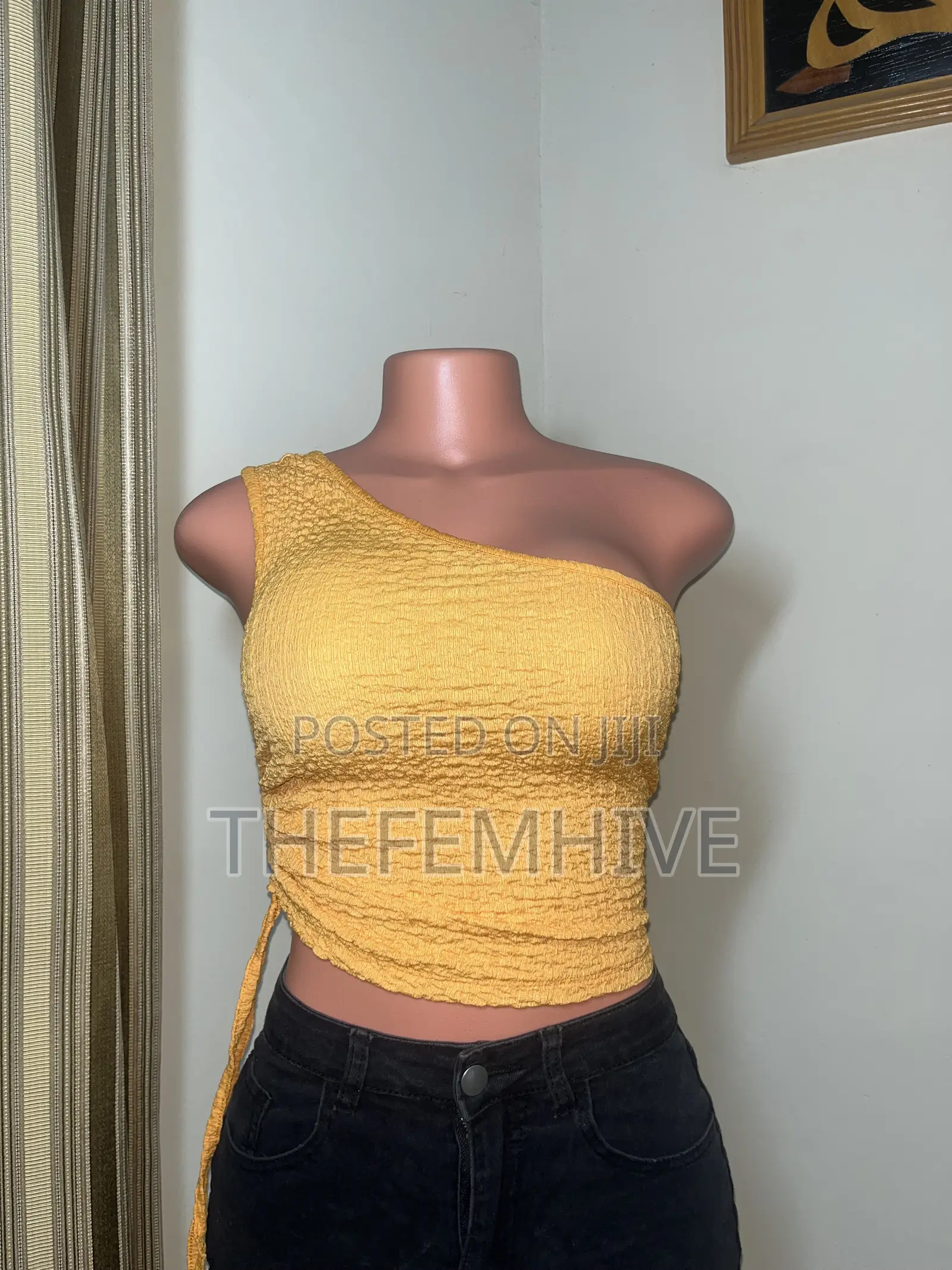 Yellow One Hand Crop Top