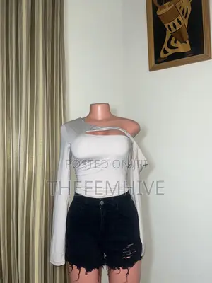 Nude Asymmetric Crop Top Thrift